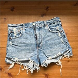 Abercrombie & Fitch Blue Jean Shorts Distressed Raw Hem